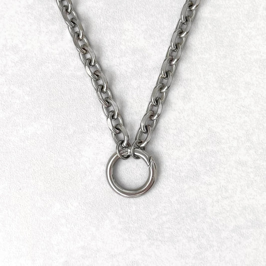 Silver Statement Rolo Round Charm Necklace