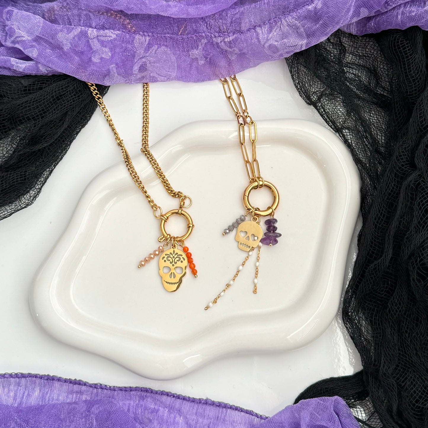 Gold Skull Tassel Charm