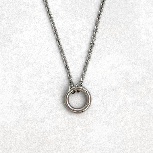 Silver Rolo Round Charm Necklace