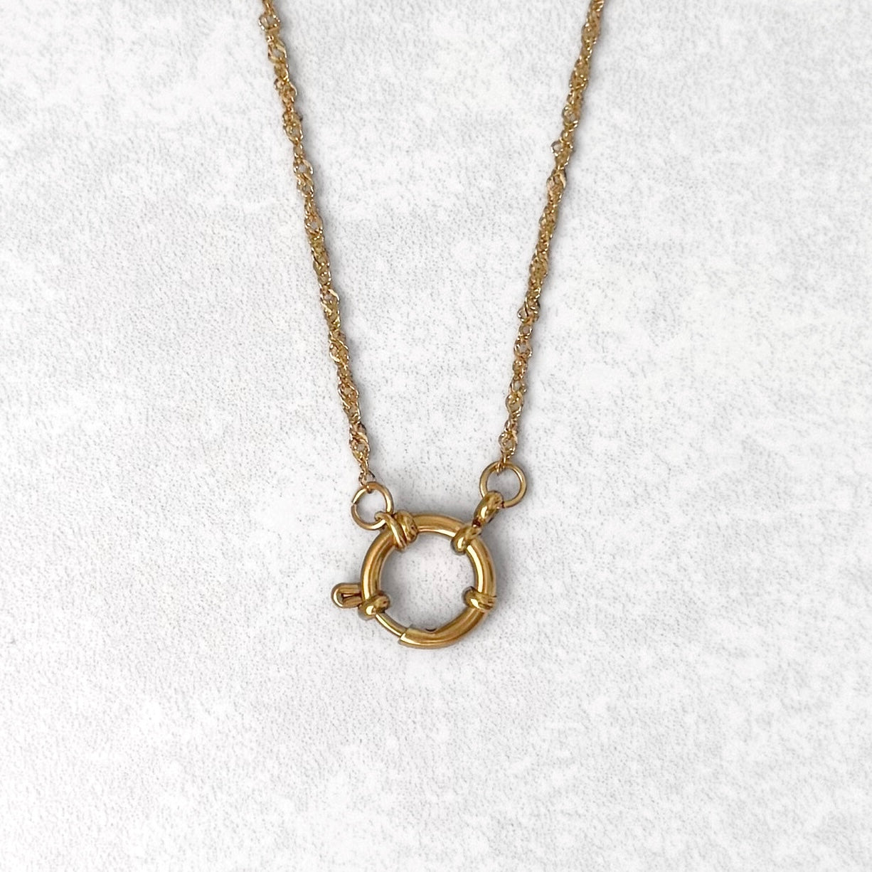 Gold Dainty Wave Charm Necklace