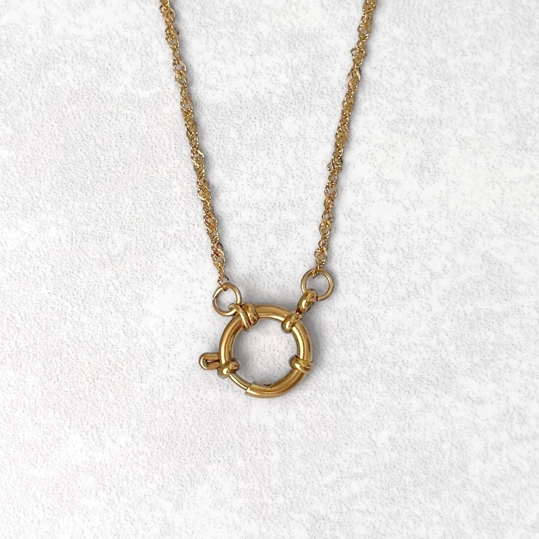 Gold Dainty Wave Charm Necklace