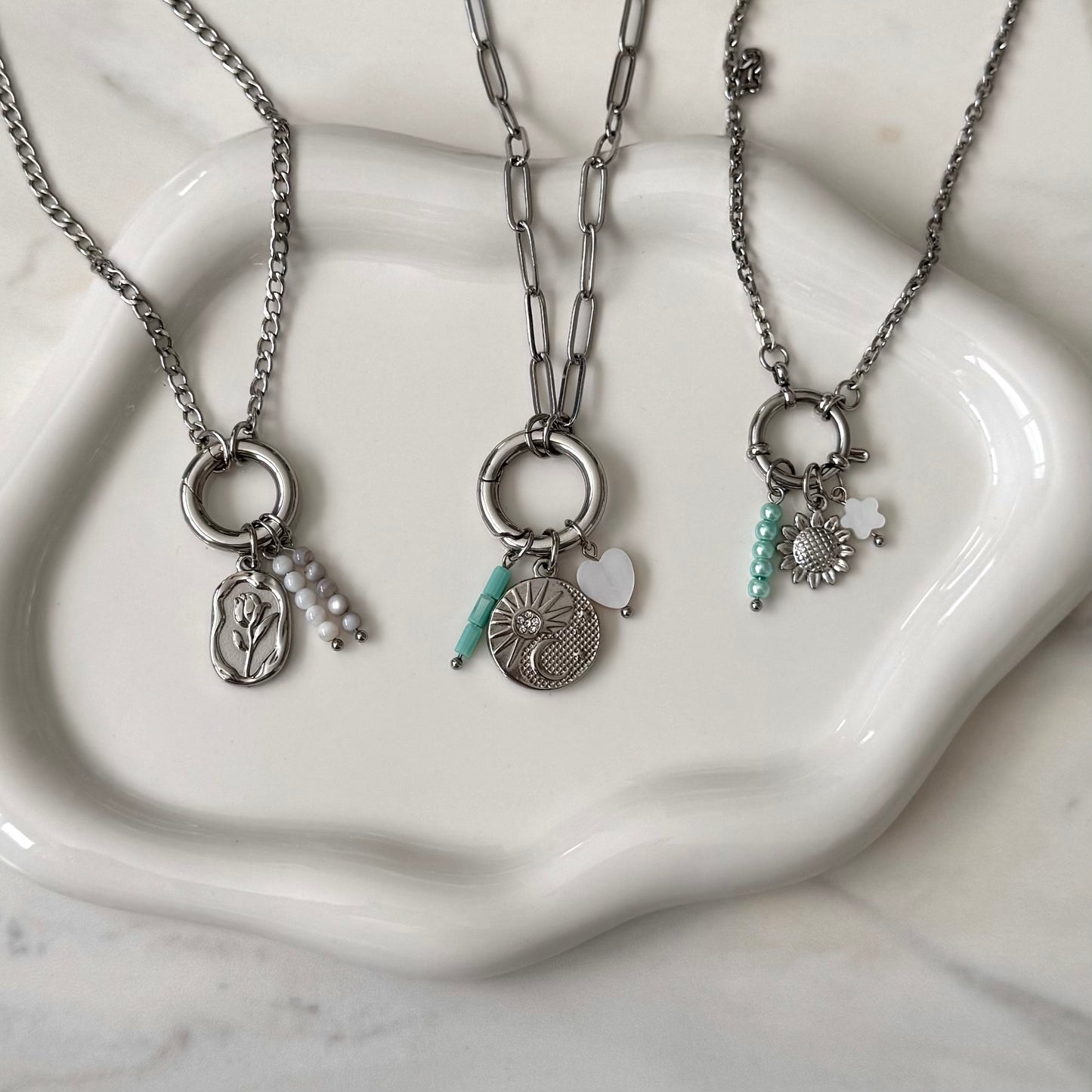 Silver Rose Pendant Charm
