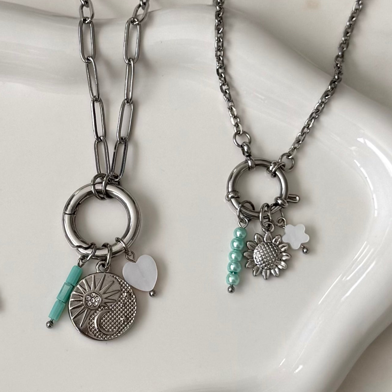 Silver Rolo Sailor Charm Necklace