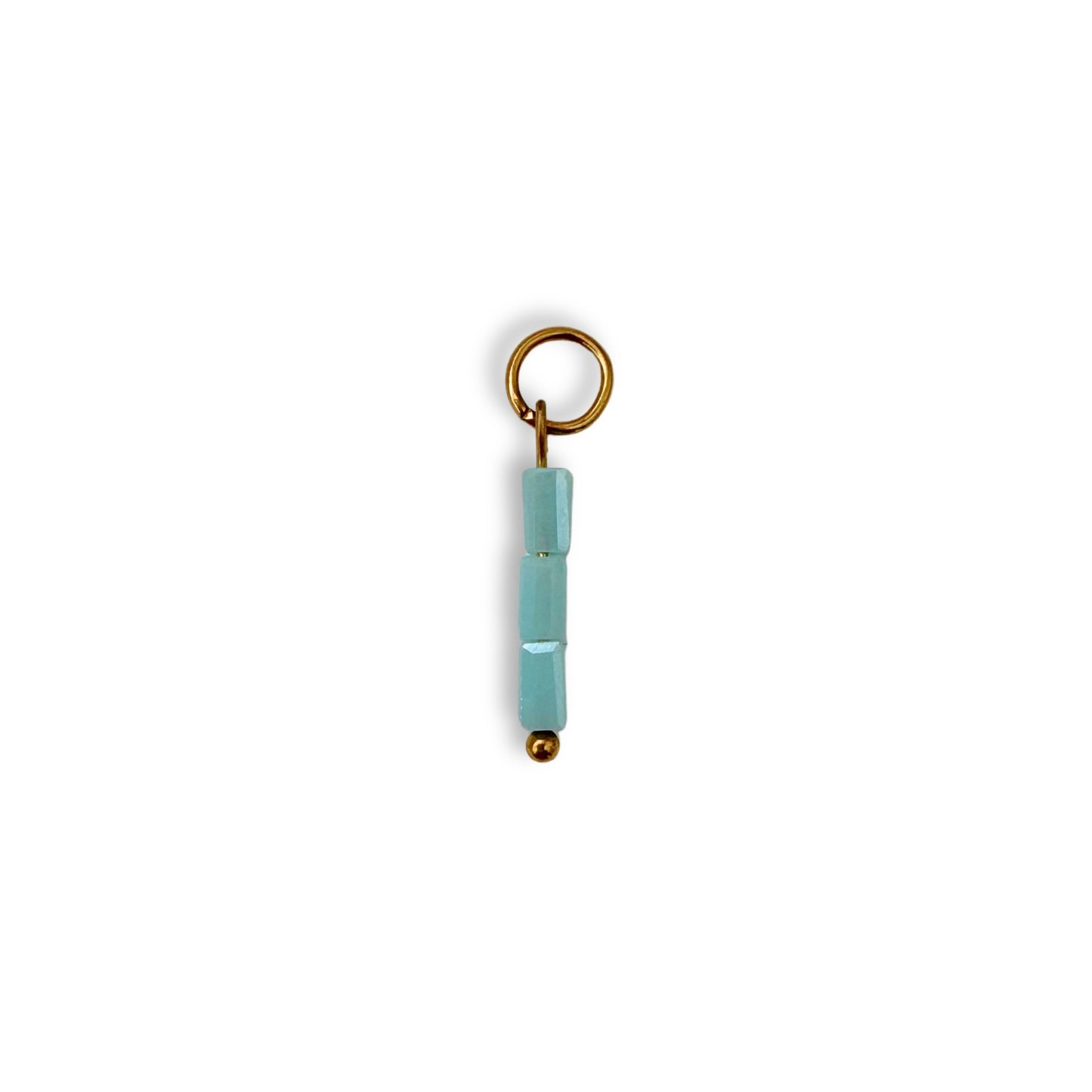 Baby Blue Beaded Charm - Gold