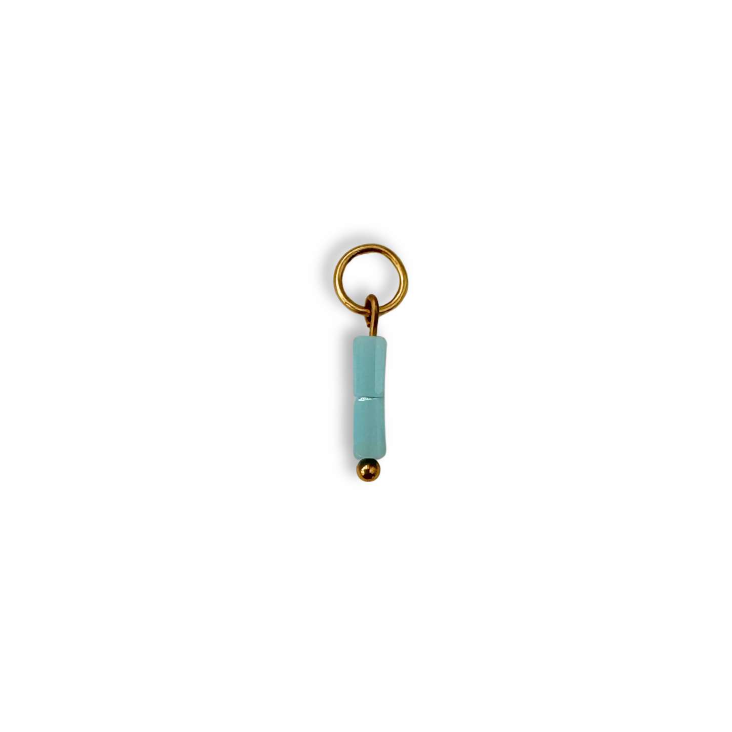 Baby Blue Beaded Charm - Gold