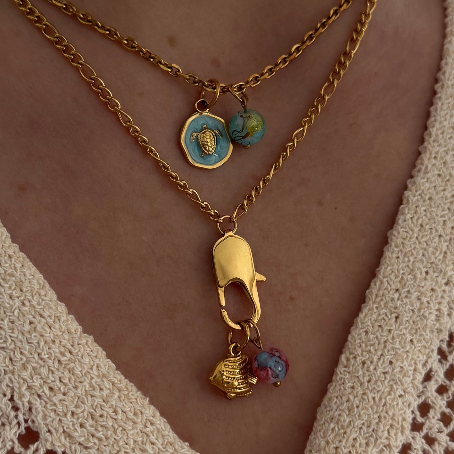 Ocean Pop Beaded Charm - Gold
