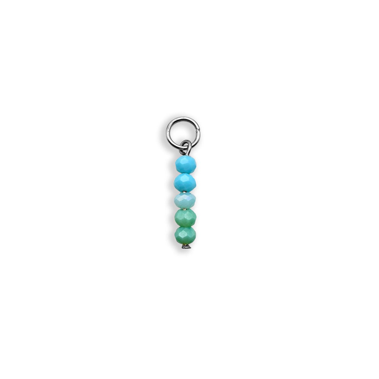 Blue Ombre Beaded Charm - Silver
