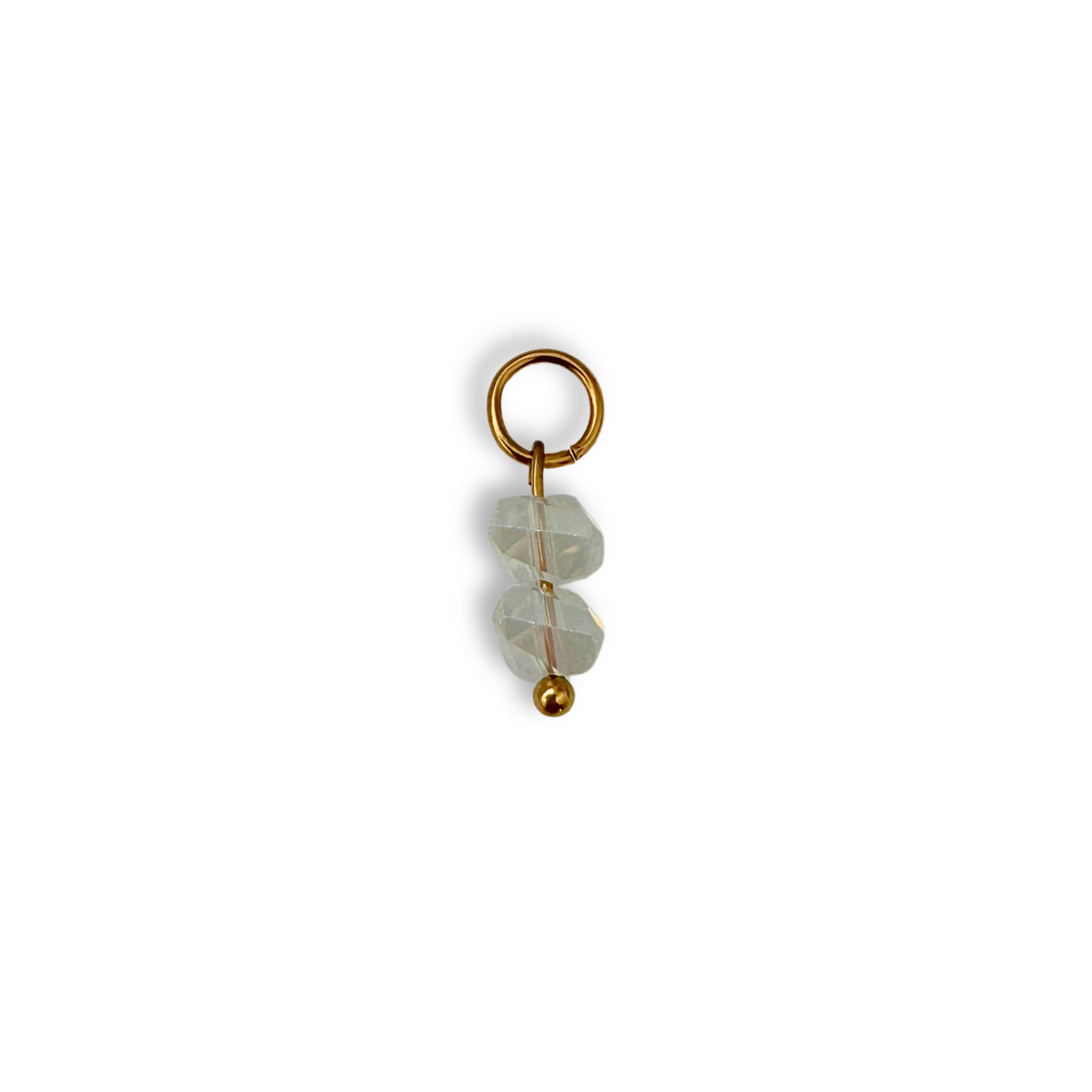 Clear Irregular Beaded Charm - Gold