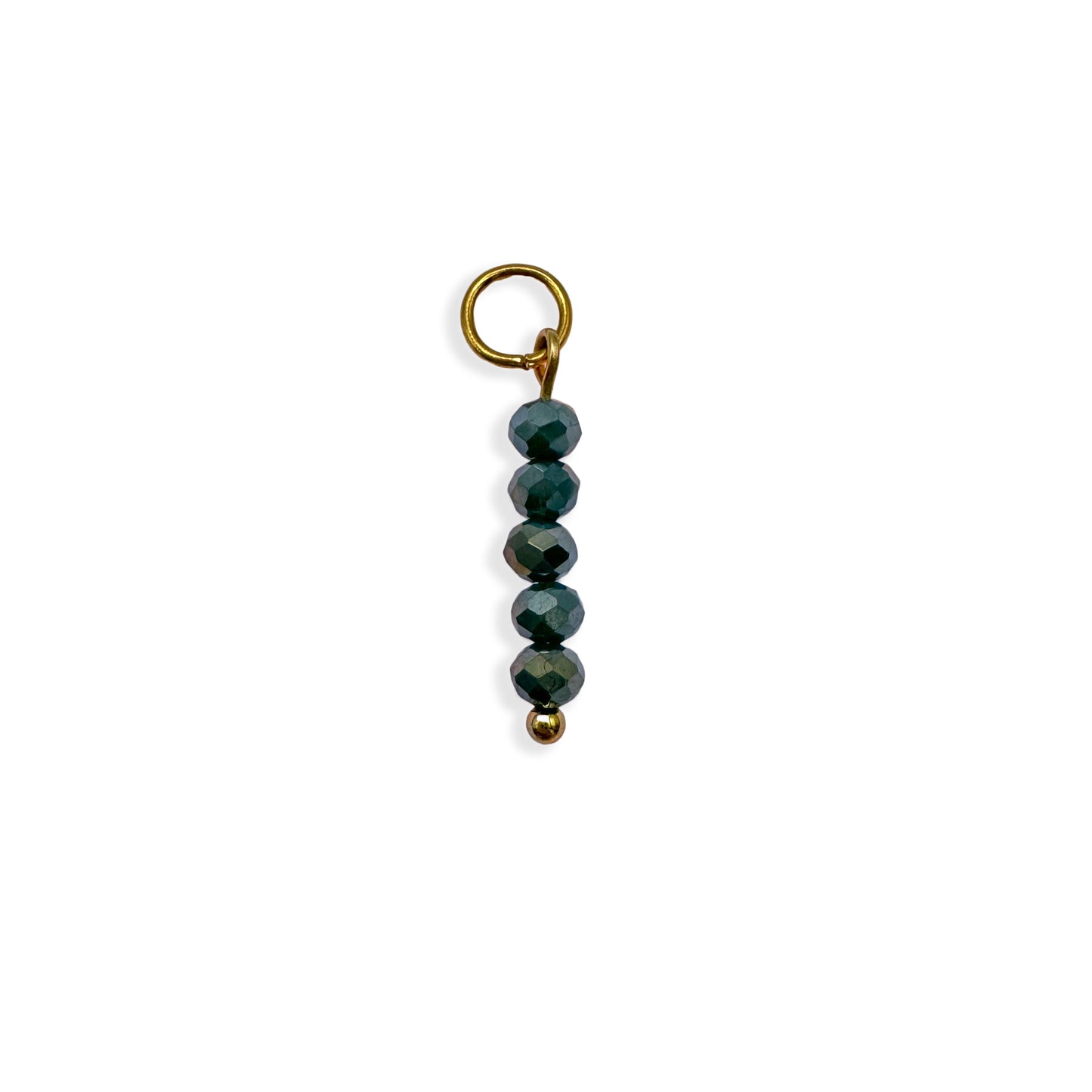 Deep Teal Beaded Charm - Gold