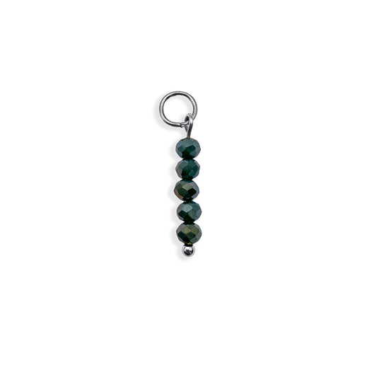 Deep Teal Beaded Charm - Silver