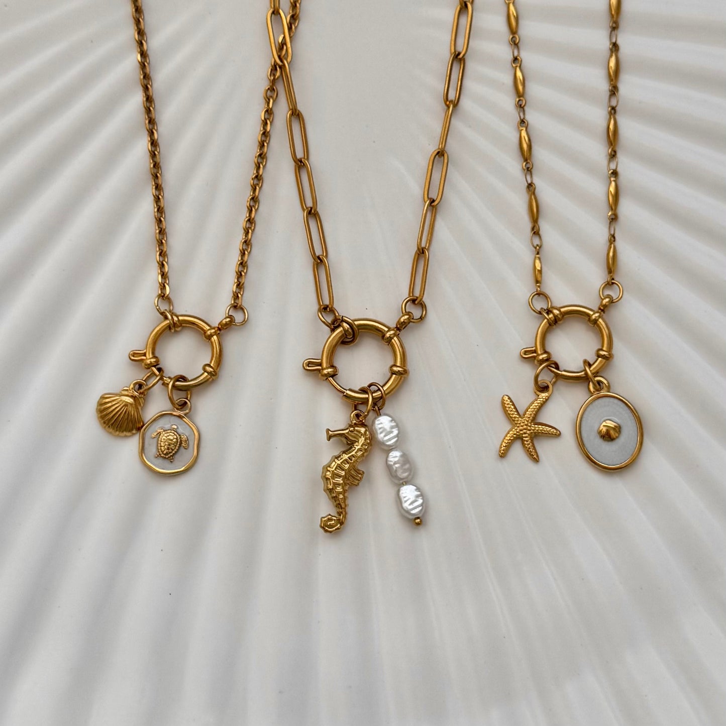 Gold White Turtle Charm