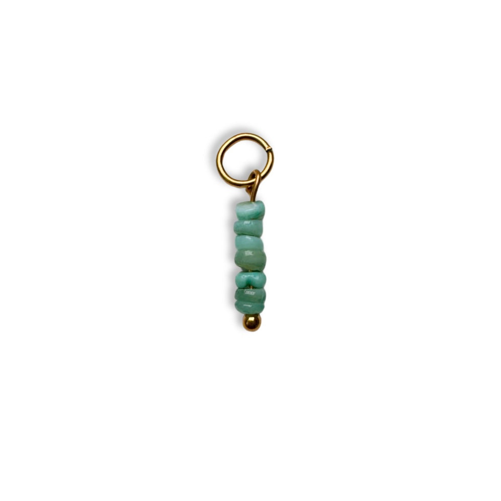 Cool Green Beaded Charm - Gold