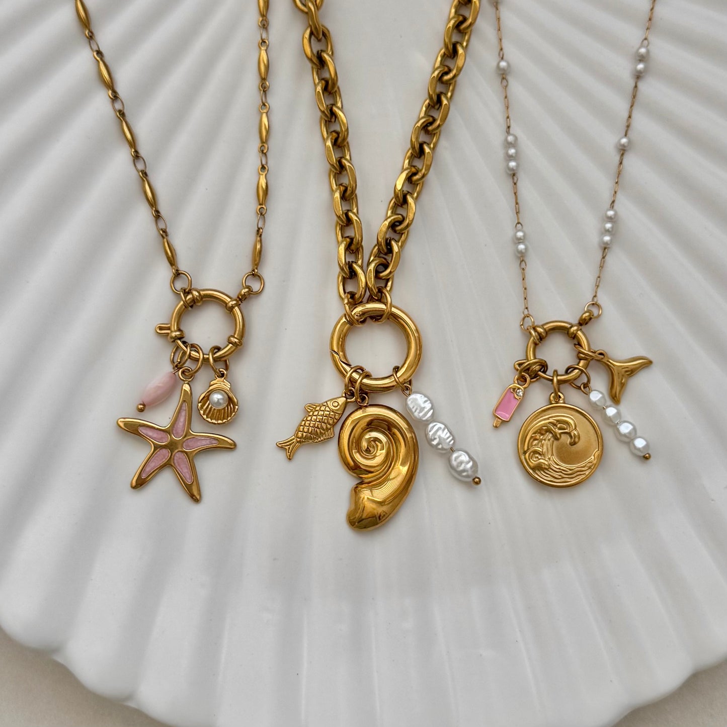 Gold Fossil Shell Charm