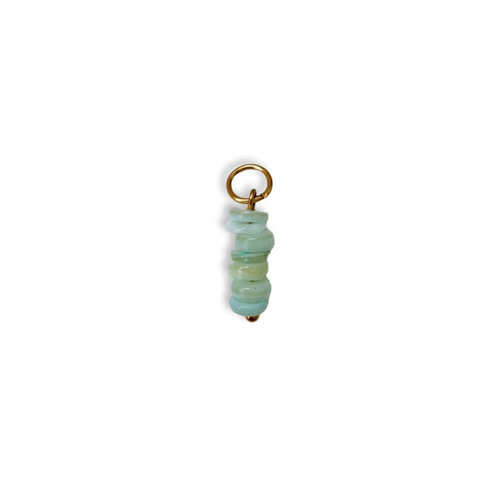Mint Green Beaded Charm - Gold