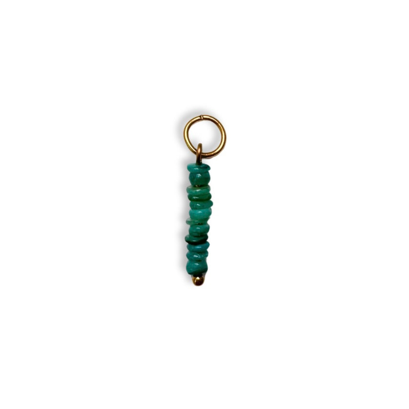 Sea Green Beaded Charm - Gold