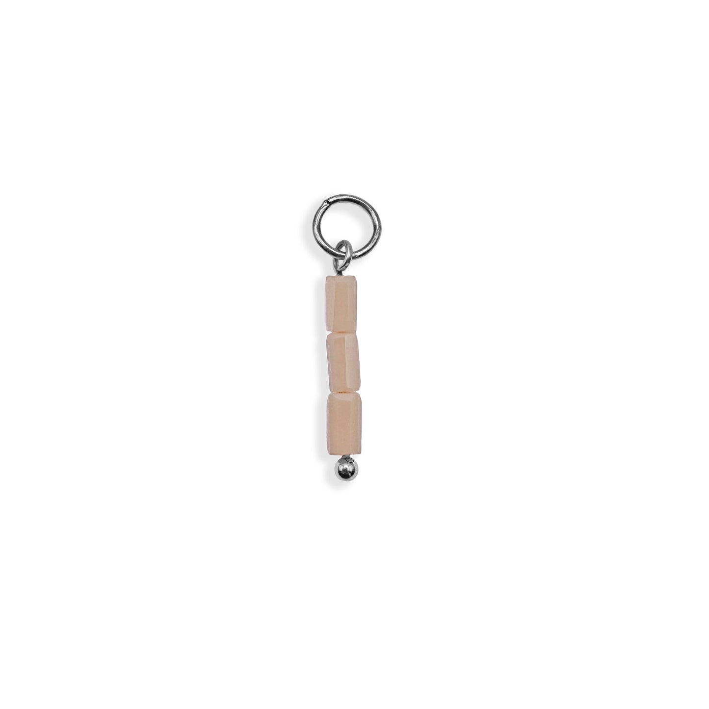 Light Pink Cuboid Beaded Charm - Silver