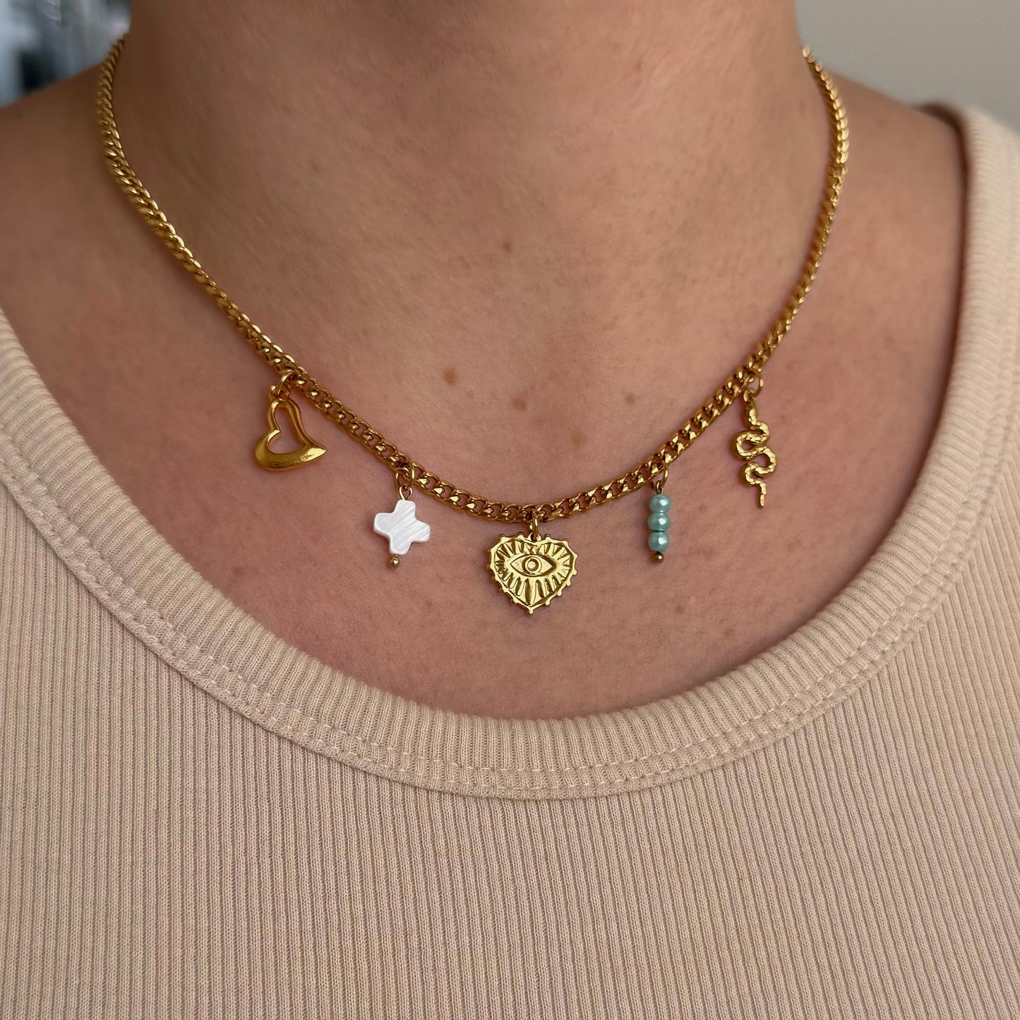 'Snake Charmer' Multi Charm Necklace