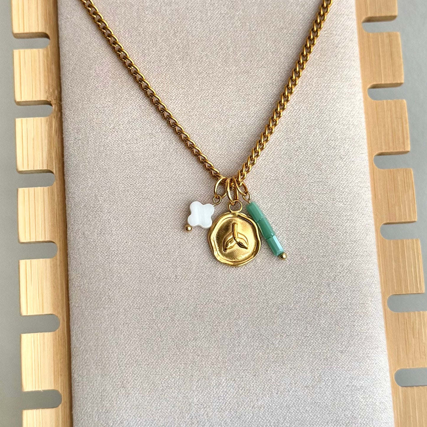 Mini Clover Pearl Charm - Gold