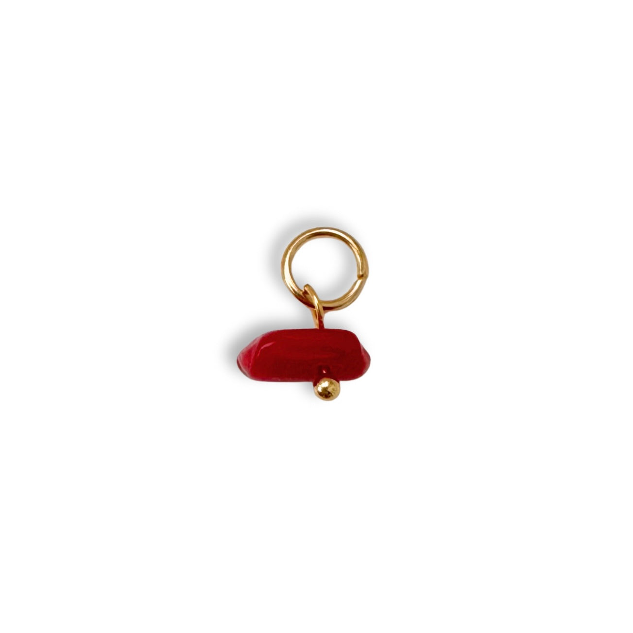 Irregular Red Beaded Charm - Gold