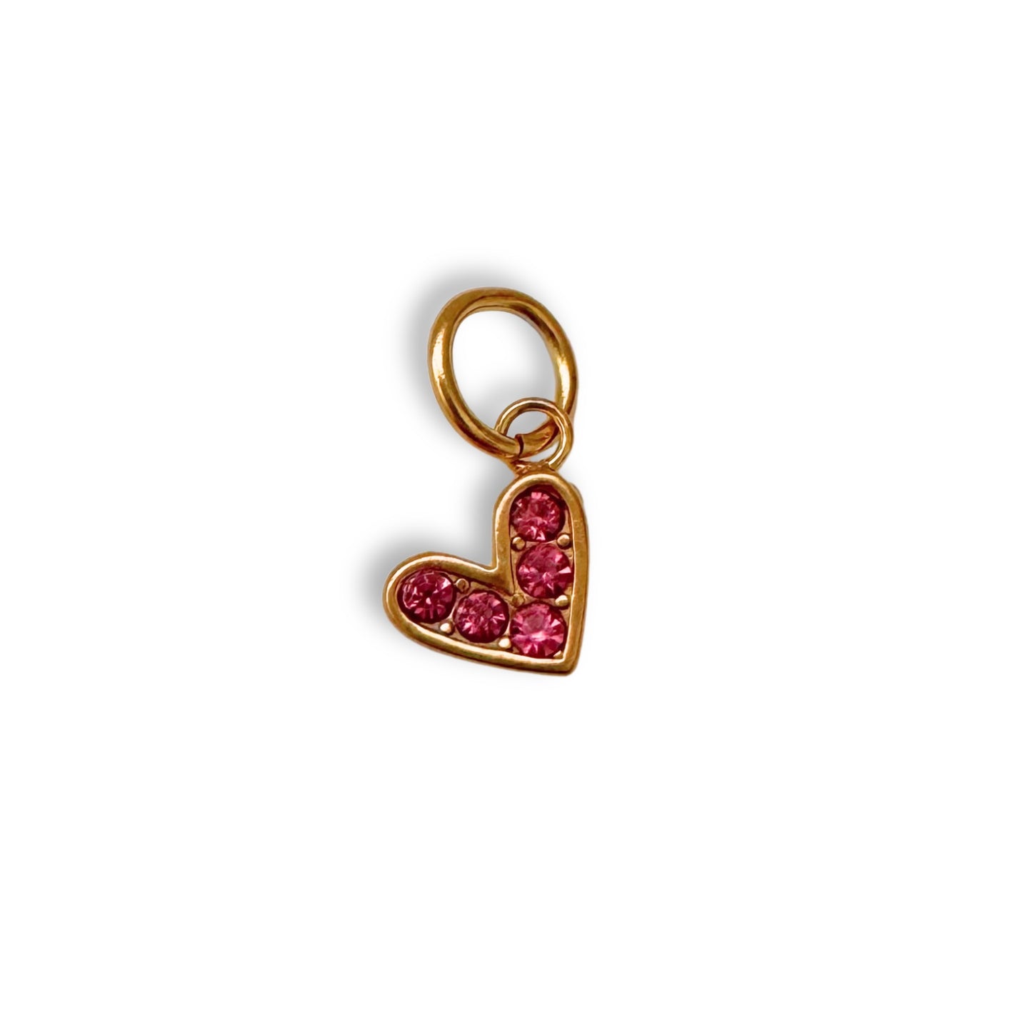Gold Red Jewel Heart Charm