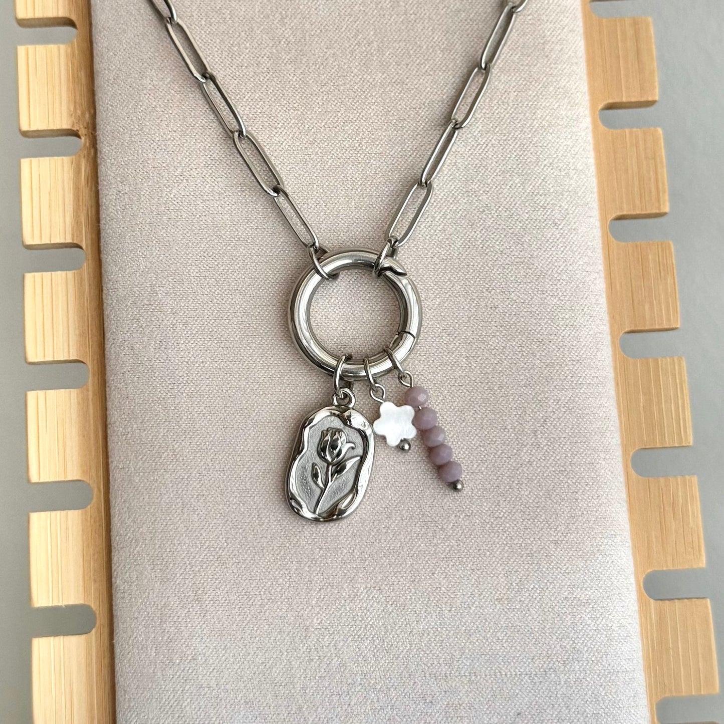 Silver Rose Pendant Charm