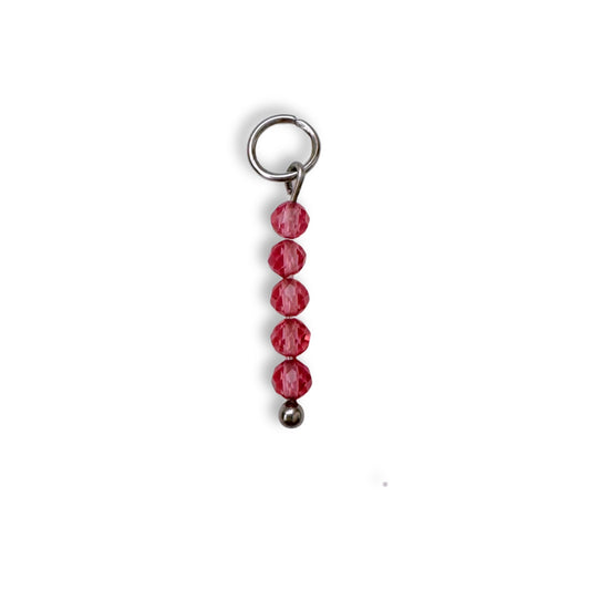 Sheer Cherry Beaded Charm - Silver