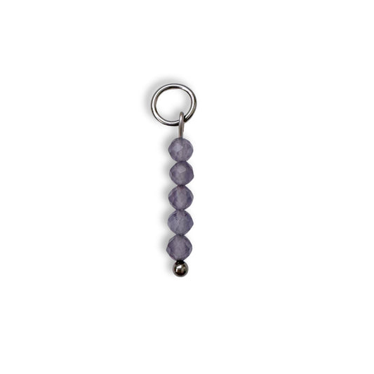 Sheer Lilac Beaded Charm - Silver