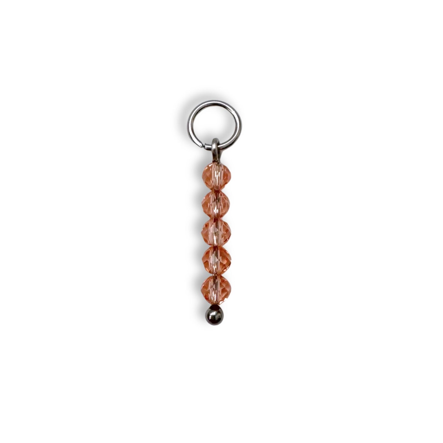 Sheer Latte Beaded Charm - Silver