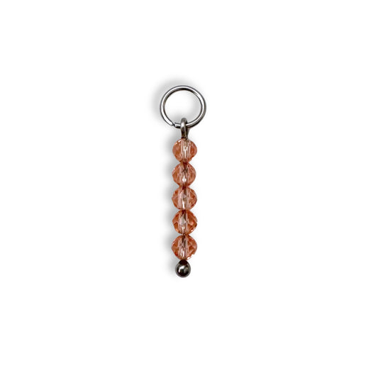 Sheer Latte Beaded Charm - Silver
