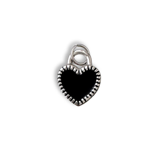 Silver Black Heart Charm