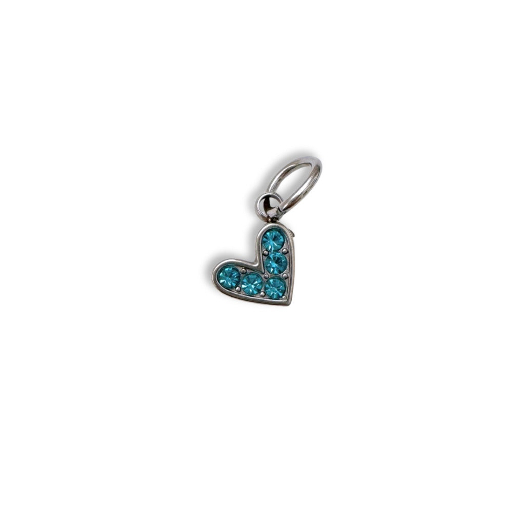 Silver Blue Jewel Heart Charm