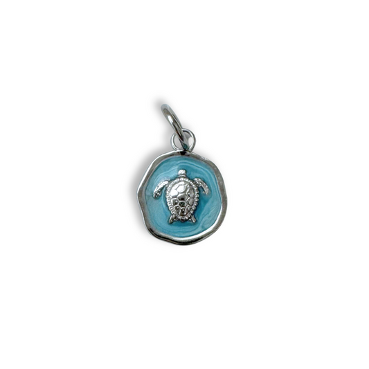 Silver Blue Turtle Charm