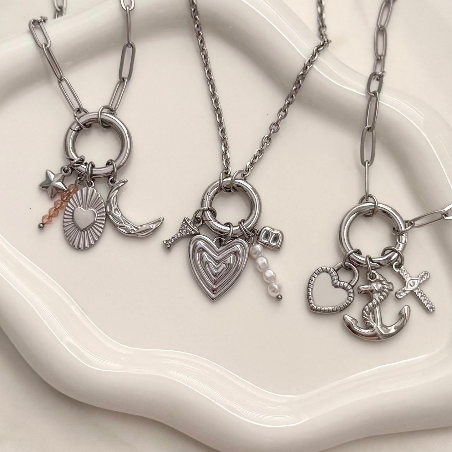 Silver Layered Heart Charm