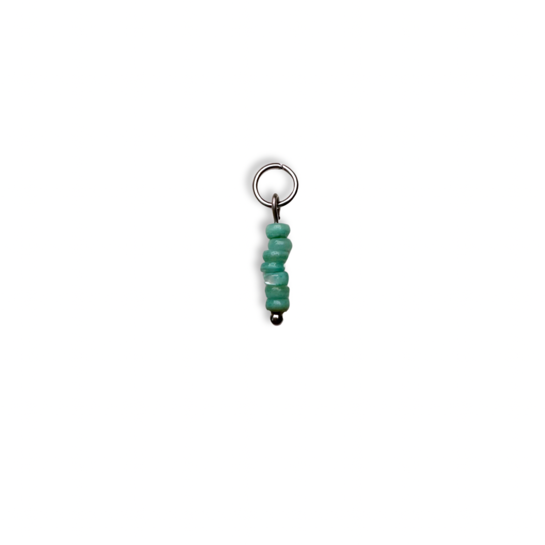 Cool Green Beaded Charm - Silver