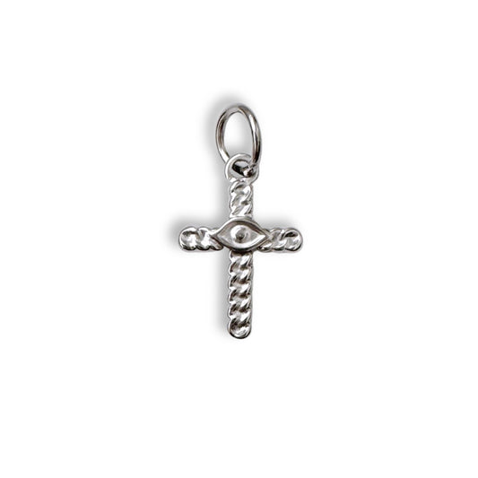 Silver Evil Eye Cross Charm
