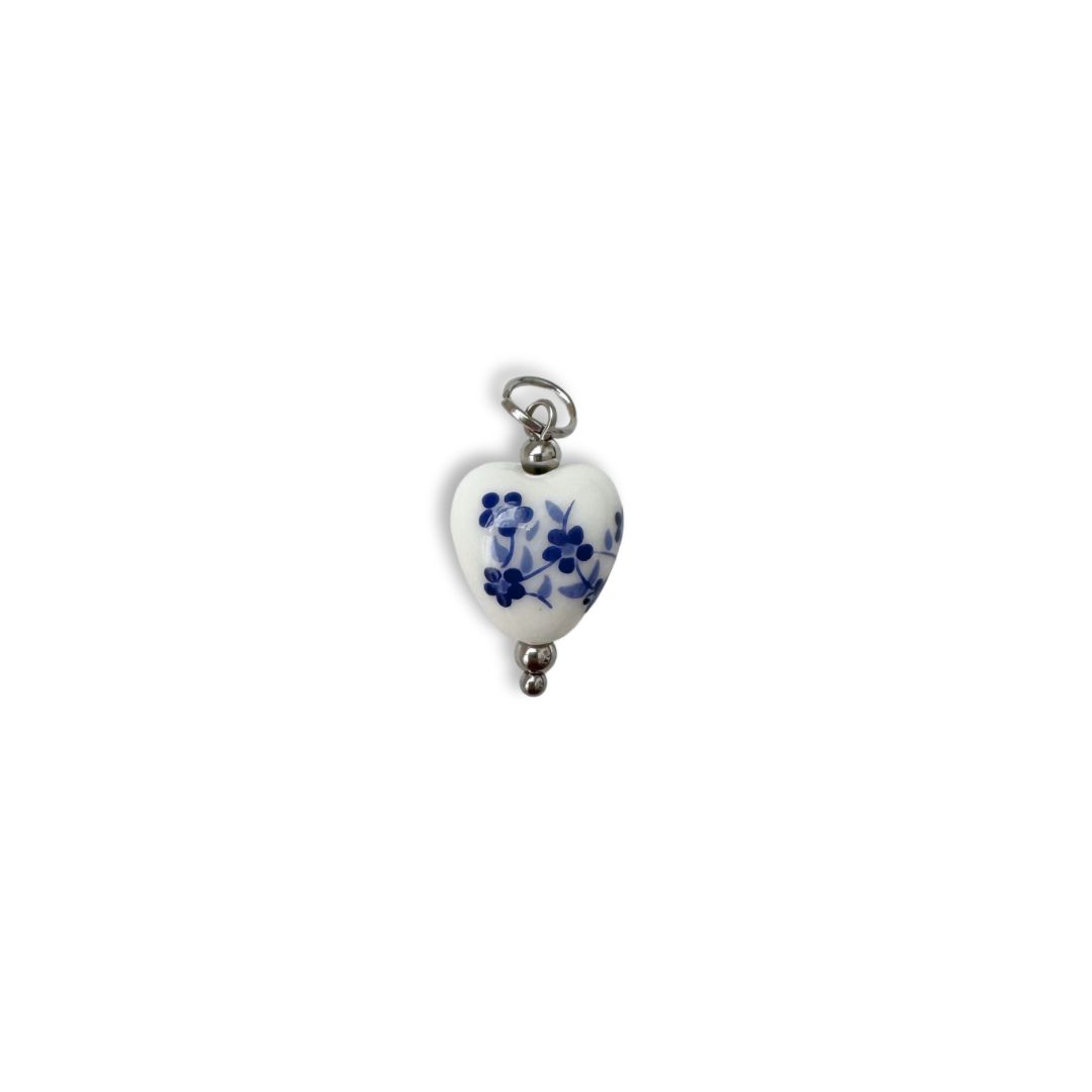 Posy Heart Charm - Silver