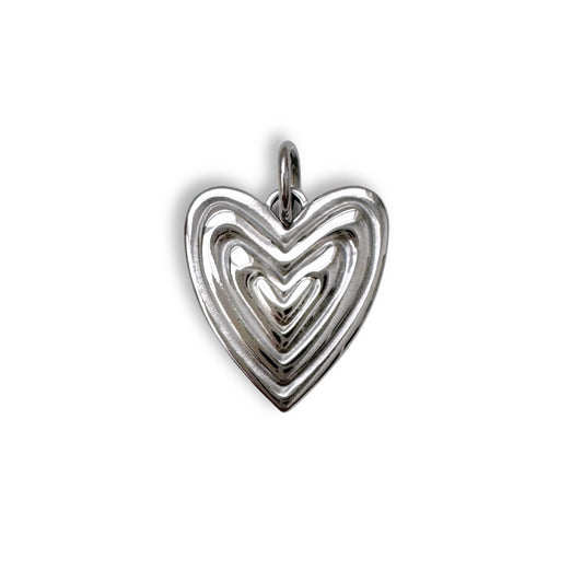 Silver Layered Heart Charm