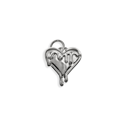 Silver Melting Heart Charm