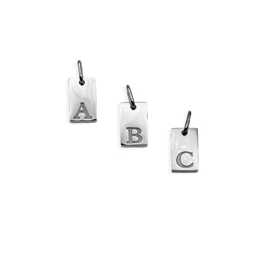 Mini Tag Initial Charm - Silver