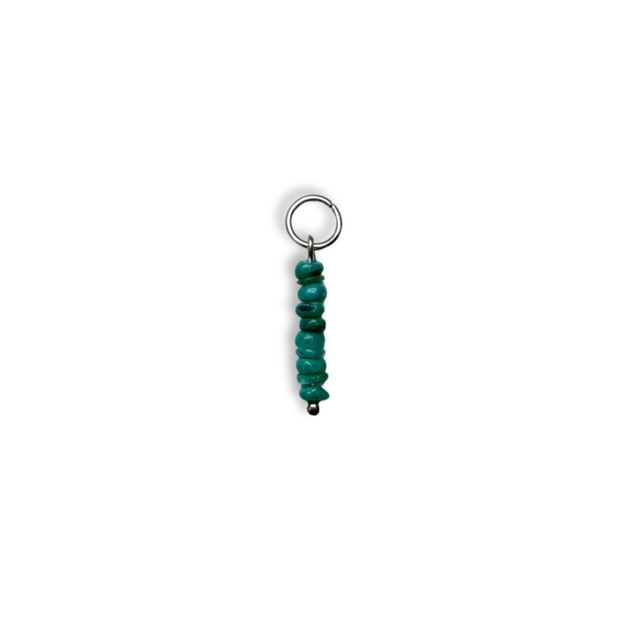 Sea Green Beaded Charm - Silver