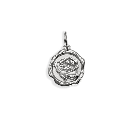 Silver Rose Pendant Charm - Small