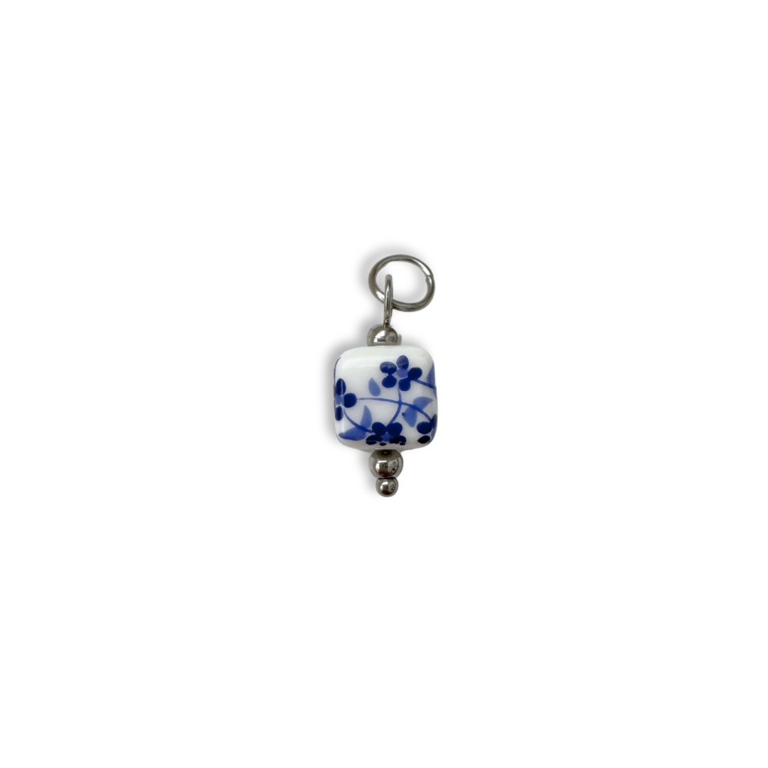 Posy Square Charm - Silver
