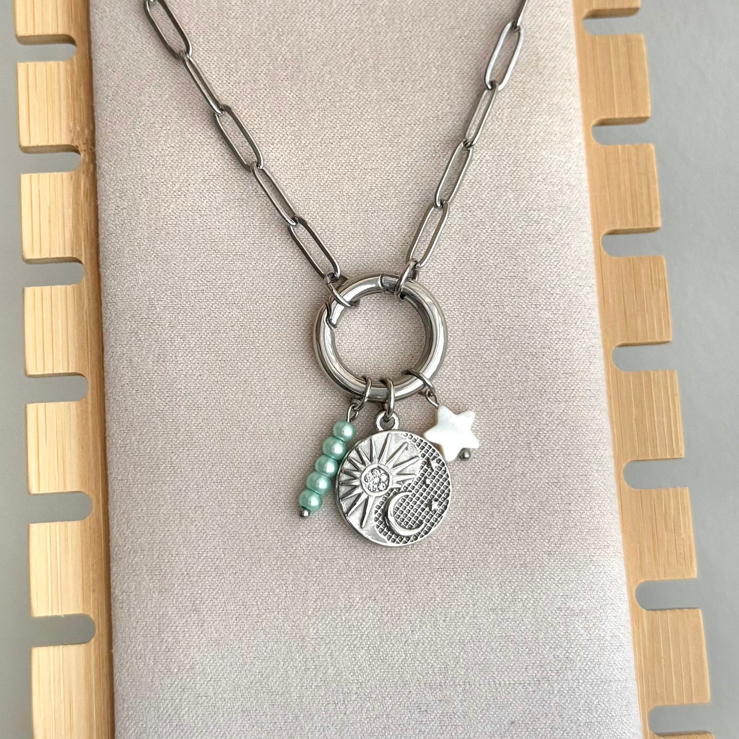 White Star Pearl Charm - Silver