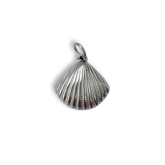 Silver Textured Scallop Shell Charm