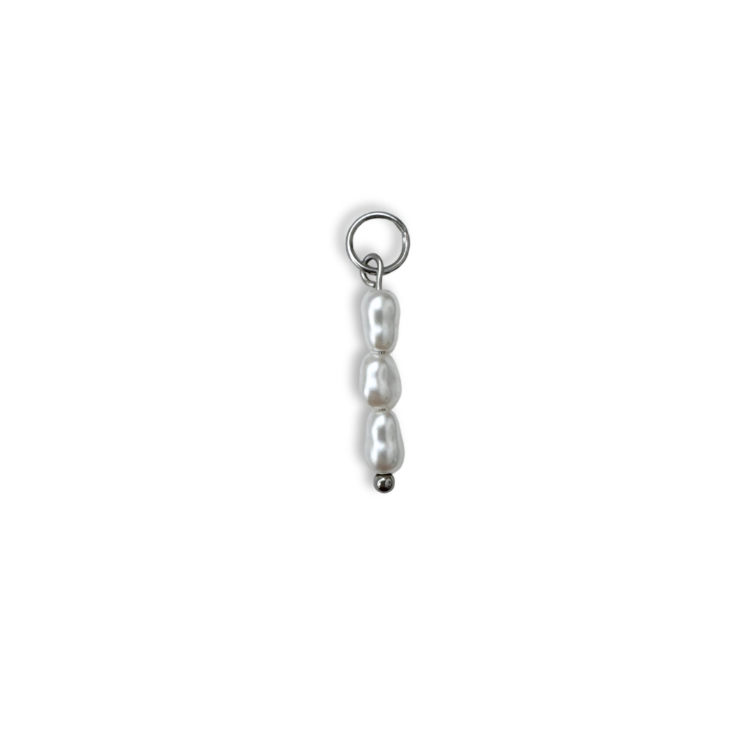 Trio String Of Pearls Charm - Silver