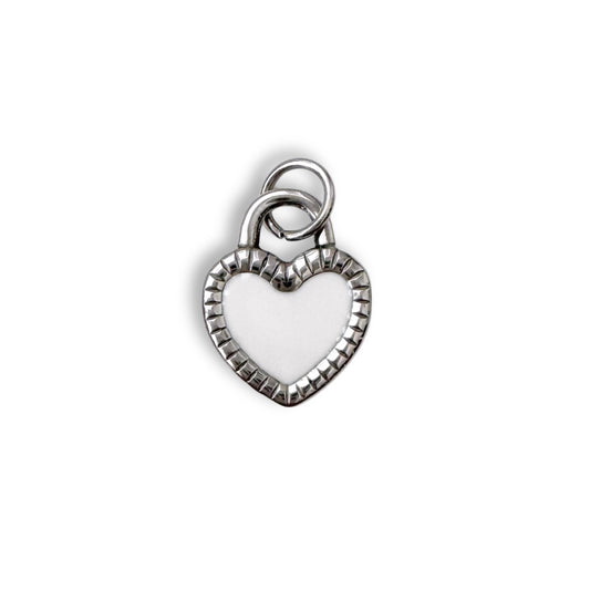 Silver White Heart Charm