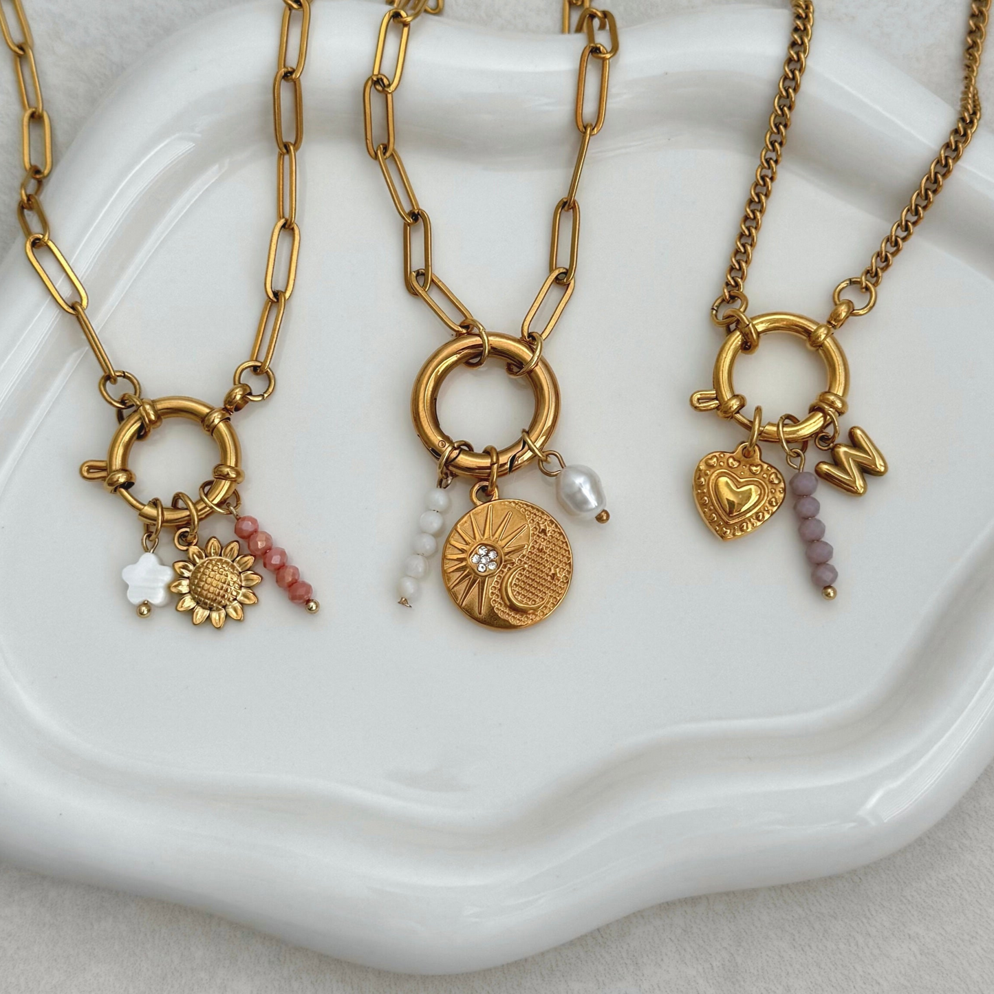 Mini Flower Pearl Charm - Gold