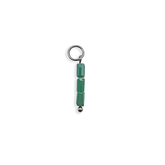 Teal Beaded Charm - Silver