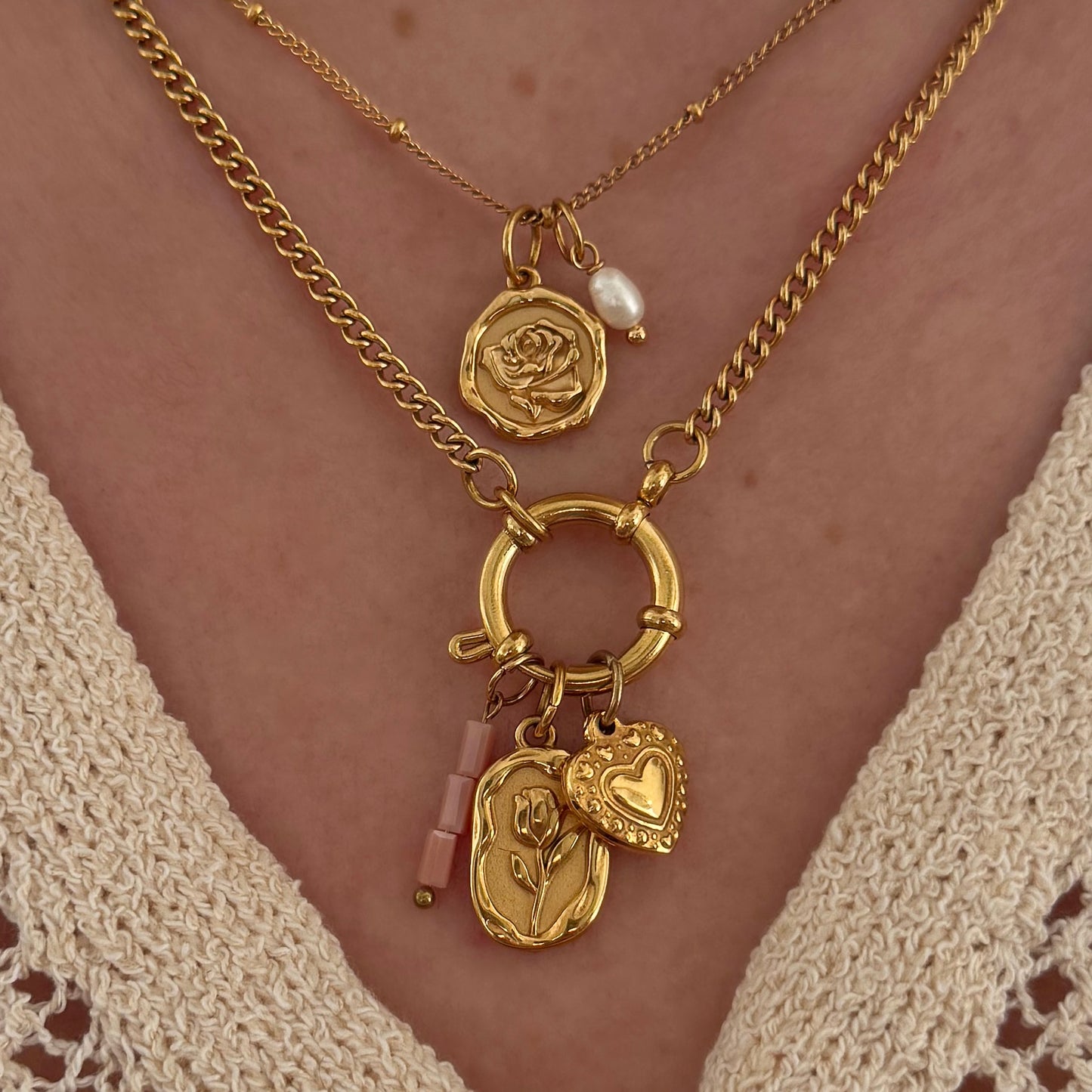 Gold Satellite Charm Necklace