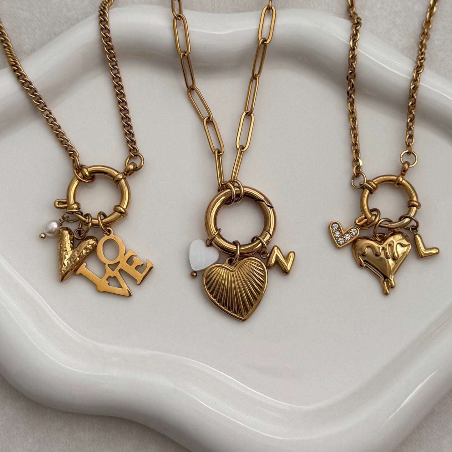 Gold Textured Heart Charm